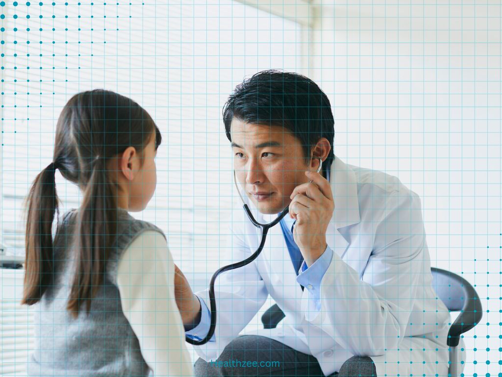 Modern clinic interior with medical staff